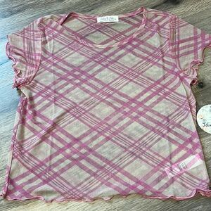 Cute NWT pink and nude sheer crop top- size Medium